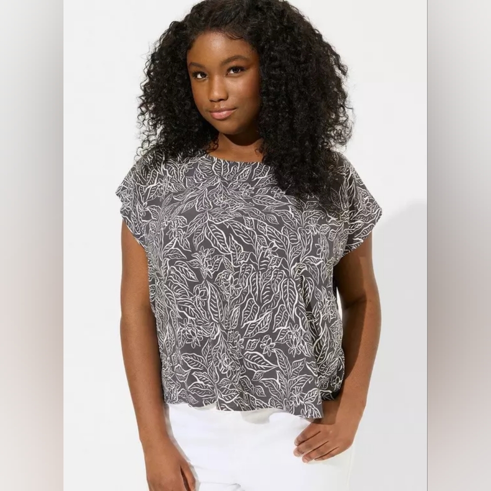 Torrid Charcoal Gray Island Silk Dolman Cross Back Top Plus Size 2x